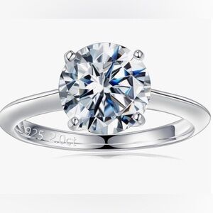 Moissanite Rings 14K White Gold Vermeil over Sterling Silver